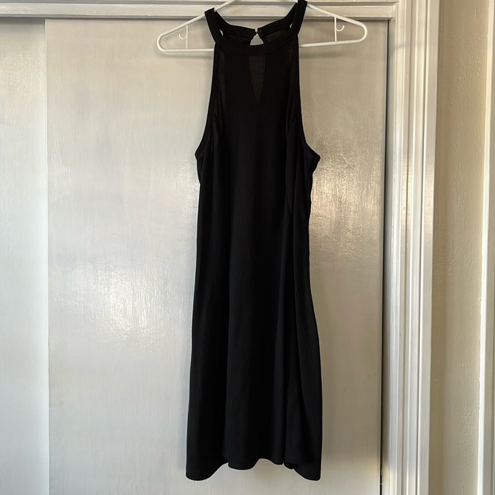 Hollister black fit and flare high neck dress